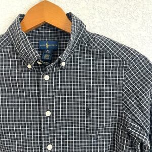 Ralph Lauren Boys Long Sleeve Black Plaid Button-Down Shirt Size Medium 10/12